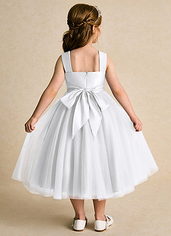 Azazie Dovey Flower Girl Dresses White Ball-Gown Bow Tulle Dress image3