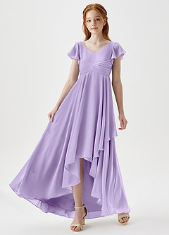 Azazie Caria Junior Lilac A-Line Pleated Chiffon Dress image6