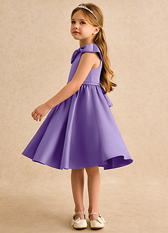 Azazie Acorn Flower Girl Dresses Tahiti A-Line Pleated Matte Satin Dress image4
