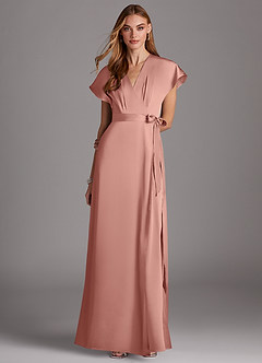 Azazie Nico Ready to Ship Rosette Stretch Satin Bridesmaid Dresses