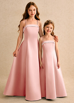 Azazie Izel Girls Formal Flower Girl Klänningar Klä A-Line i Matt satäng Plisserad image2