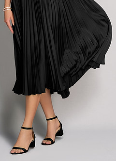 front Matching Color Matte Satin Block Heel Sandals & Envelope Clutch Set