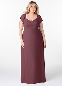 Azazie Syenna Jurken voor bruidsmeisjes Jurk van Chiffon met A-Lijn Ruches Sangria image6