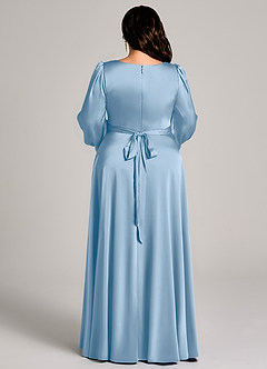 Azazie Leonia Suknie dla druhen Linia A Długi rękaw Satyna elastyczna Do ziemi Sukienka image13