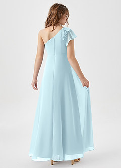 Azazie Arabella Junior Cloud Blue A-Line Ruched Chiffon Dress image2