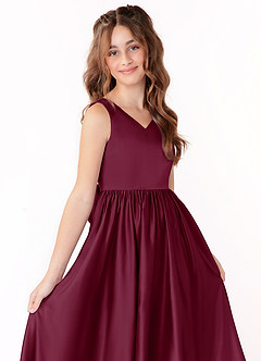 Azazie Hathaway Junior Vestido Amora de Cetim elástico de Linha A com Arco image5