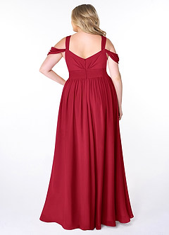 Azazie Lianne Bridesmaid Dresses Scarlet A-Line Off the Shoulder Chiffon Dress image8