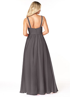 Azazie Chanel Abiti da Damigella Abito A-Line in Chiffon Plissettato Grigio Acciaio image2