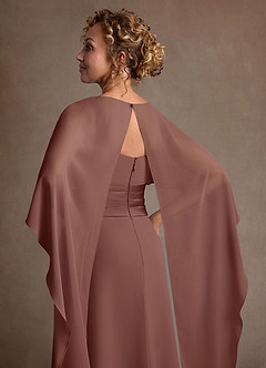 Azazie Marilla Mother of the Bride Dresses Espresso A-Line Pleated Chiffon Dress image7