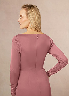 Azazie Risa Mother of the Bride Dresses Desert Rose Mermaid V-Neck Pleated Mesh Dress image5
