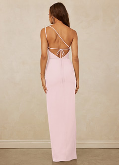 Christian Siriano Bridal for Azazie 1003 Robes de demoiselle d'honneur Robe Fourreau en Mousseline de soie Ue épaule Rose Pâle image2