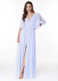 Azazie Temeka Bridesmaid Dresses Lavender A-Line Ruched Chiffon Dress image1