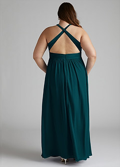 Azazie Ashia Bridesmaid Dresses Pine A-Line Pleated Chiffon Dress image11
