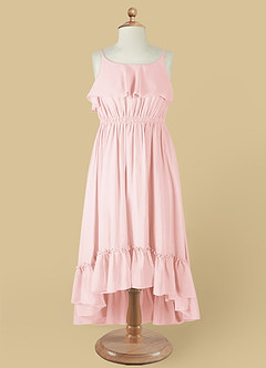 Azazie Karmen Flower Girl Dresses Blushing Pink A-Line Ruched Chiffon Dress image9