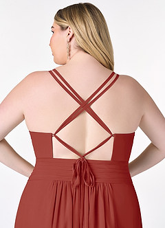 Azazie Farren Bridesmaid Dresses Terracotta A-Line Pleated Chiffon Convertible Dress image13