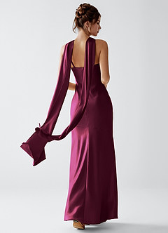 Veronica Cabernet Luminous Satin Maxi Dress image3