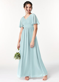 Azazie Temeka Junior Mist A-Line Pleated Chiffon Dress image1