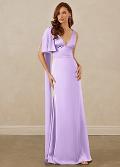 Christian Siriano Bridal for Azazie 1011 Bridesmaid Dresses Lilac Mermaid Bow Stretch Satin Dress image5