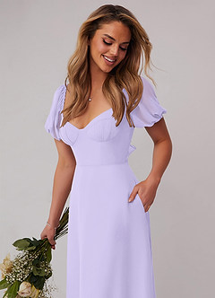 Barbie ♥ Azazie Bridesmaid Dresses Lilac A-Line Pleated Chiffon Dress image4