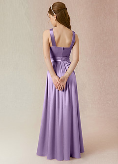 Azazie Jiya Junior Lilac A-Line Pleated Metallic Satin Dress image2