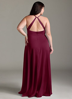Azazie Davis Bridesmaid Dresses Mulberry A-Line Pleated Stretch Satin Dress image8