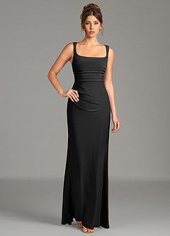 Azazie Agustina Robes de demoiselle d'honneur Robe Sirène en Jersey extensible de qualité supérieure Corset Noir image5