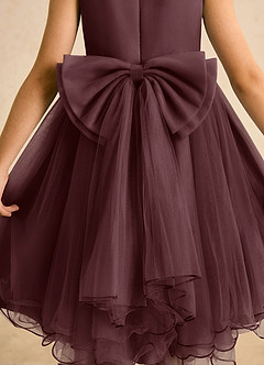 Azazie Lass Robe Demoiselle D'honneur Fillette Robe Trapèze en Tulle Arc Sangria image6