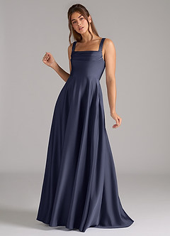Azazie Shaude Bridesmaid Dresses Stormy A-Line Pleated Stretch Satin Dress image6