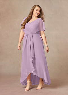 Azazie Eliza Mother of the Bride Dresses Wisteria A-Line V-Neck Pleated Chiffon Dress image3