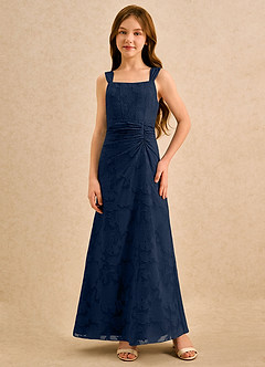 Azazie Brookie Girls Formal Venta final Vestido de Dusty Rose de Devorado Floral de Corte en A con Sin mangas image5