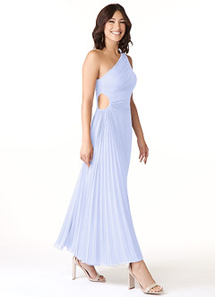 Azazie Kirra Bridesmaid Dresses Lavender A-Line One Shoulder Chiffon Dress image3