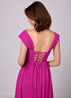 Barbie ♥ Azazie Bridesmaid Dresses Fuchsia A-Line Corset Chiffon Dress image7