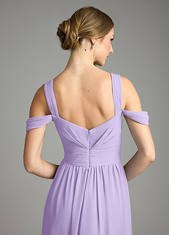 Azazie Lianne Vestidos de damas de honor Vestido de Lila de Gasa de Corte en A con Vestidos sin tirantes image6