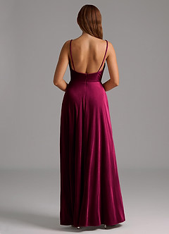 Azazie Sarella Bridesmaid Dresses Cabernet A-Line Pleated Velvet Dress image2