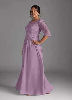 Azazie Mirielle Mother of the Bride Dresses Wisteria A-Line Scoop Lace Chiffon Dress image10