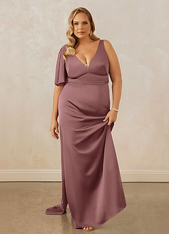 Christian Siriano Bridal for Azazie 1011 Bridesmaid Dresses Vintage Mauve Mermaid Bow Stretch Satin Dress image16