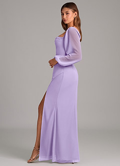 Azazie Brixley 신부 들러리 드레스 인어 긴팔 쉬폰 바닥 길이 드레스 image3