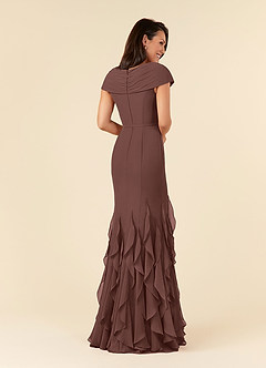 Azazie Bailora Moeder van de bruid jurken Zeemeermin Jurk van Chiffon Ruches Espresso image3