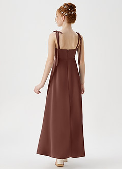 Azazie Rosey Junior A-Linie Herzausschnitt Stretch-Satin Kleid Espresso image6