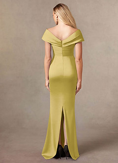 Azazie Ludlow Mother of the Bride Dresses Canary Mermaid Pleated Stretch Satin Dress image4