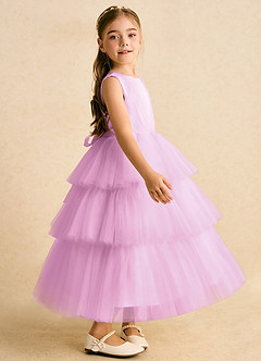 Azazie Marshmallow Flower Girl Dresses Candy Pink Ball-Gown Bow Tulle Dress image3