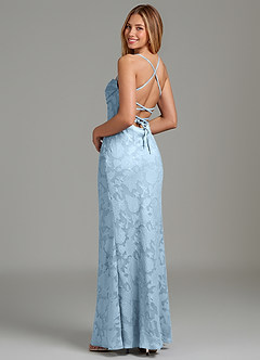 Azazie Ola Brautjungfernkleider Meerjungfrau-Linie Korsett Blumen-Burnout Kleid Himmelblau image2
