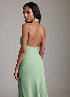 Azazie Lorena Bridesmaid Dresses Matcha Mermaid Pleated Chiffon Dress image6