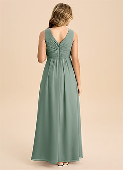 Azazie Skyla Junior Silver Sage A-Line Pleated Chiffon Dress image3