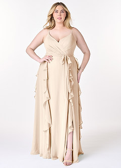 Azazie Peyton Bridesmaid Dresses White Alabaster A-Line Ruched Chiffon Dress image7