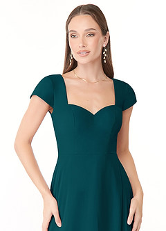 Azazie Hainsly Brautjungfernkleider A-Linie Herzausschnitt Chiffon Kleid Kiefer image5