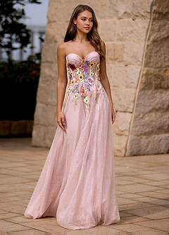 Broderie Rosa Grisácea Vestido de fiesta con hombros descubiertos image3