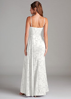 Azazie Denisa Robes de demoiselle d'honneur Robe Fourreau en Blumen-Burnout Plissée Blanc image2