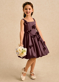 Azazie Lillian vestidos de niña de las flores Vestido Sangrado de Satin Mate de Vestido de princesa con Plisado image4