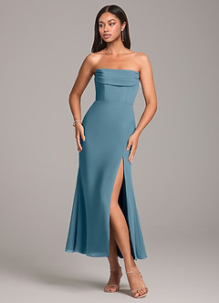 Azazie Saige Abiti da Damigella Abito Convertibile Tubino in Chiffon a Spalla Scoperta Bermuda image6